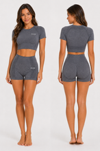Load image into Gallery viewer, MIDNIGHT SCULPT SHORT SLEEVE TOP- GREY