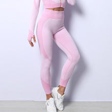 Load image into Gallery viewer, TRIPLE THREAT LEGGINGS- PURPLE/PINK