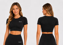 Load image into Gallery viewer, MIDNIGHT SCULPT SHORT SLEEVE TOP- CHARCOAL
