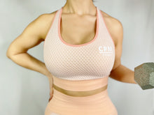 Load image into Gallery viewer, TRIPLE THREAT SPORTS BRA- ORANGE/PINK
