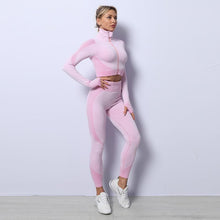 Load image into Gallery viewer, TRIPLE THREAT LEGGINGS- PURPLE/PINK
